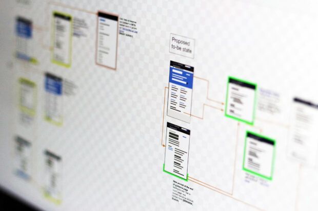 Diagram of multiple page flows related to providing feedback to the Service Manual team