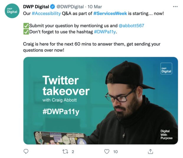 Screenshot of tweet from DWP