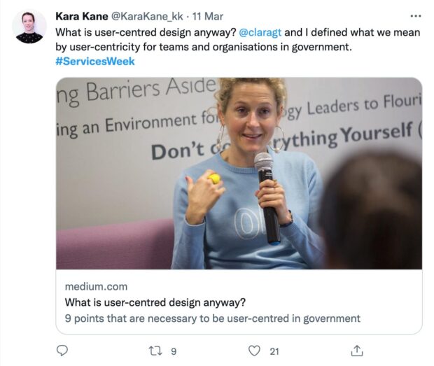 Screenshot of tweet from Kara Kane