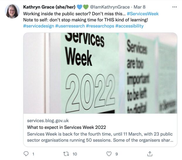 Screenshot of tweet from Kathryn Grace